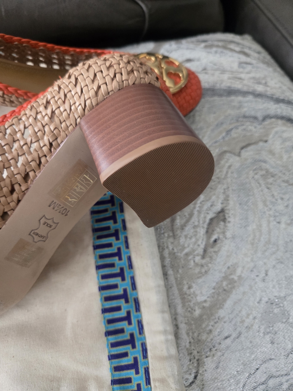 Tory Burch Woven Leather Pumps – Orange & Tan – Size 10.5 - Picture 4 of 4